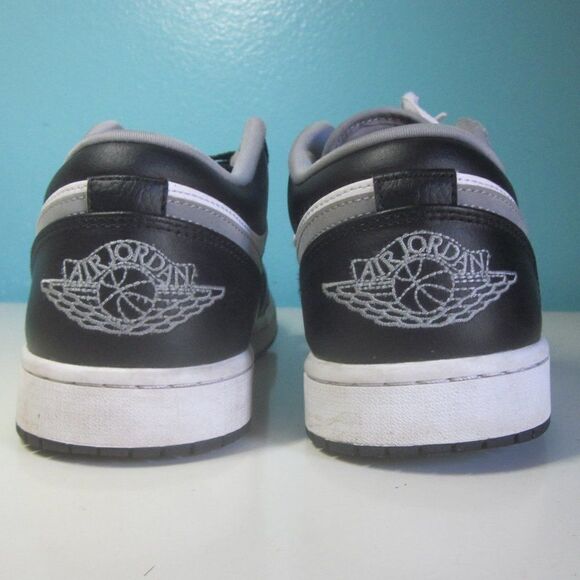 Nike Mens Air Jordan 1 Low 553558 Size 10 Black / Gray Leather Sneakers  w/ Flaw main image 9